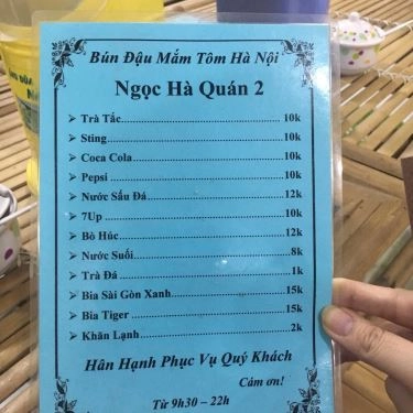 Thực đơn- Quán Ăn Ngọc Hà - Bún Đậu Mắm Tôm - Rạch Bùng Binh