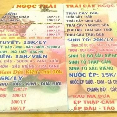 Thực đơn- Quán Ăn Ngọc Thái - Các Loại Chè