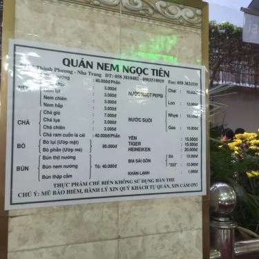 Thực đơn- Quán Ăn Ngọc Tiên - Đặc Sản Nem