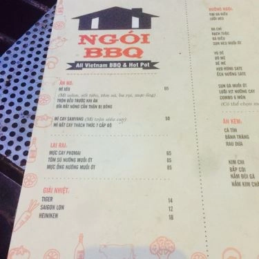 Thực đơn- Quán Ăn Ngói BBQ - Thống Nhất