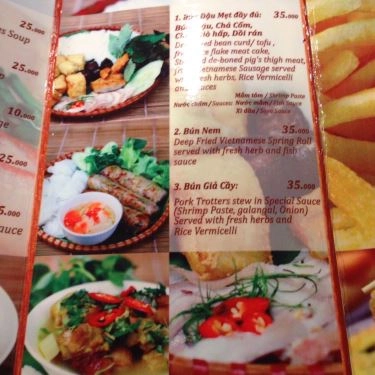 Thực đơn- Quán Ăn Ngon Quán - Bún Đậu & Bún Giả Cầy