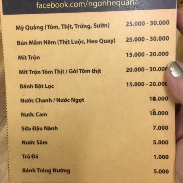 Thực đơn- Quán Ăn Ngon Hè Quán - Hương Vị Miền Trung