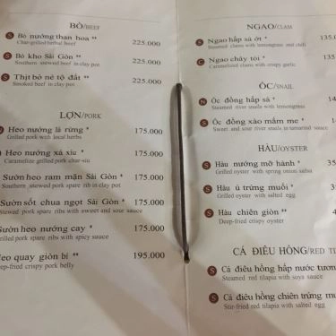 Thực đơn- Ngon Villa - Quán Ăn Gia Đình