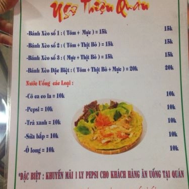 Thực đơn- Quán Ăn Ngự Thiện Quán - Bánh Xèo Hải Sản