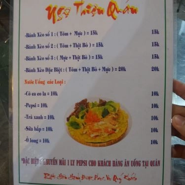 Thực đơn- Quán Ăn Ngự Thiện Quán - Bánh Xèo Hải Sản