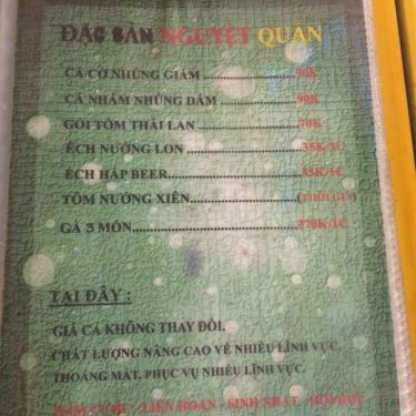 Thực đơn- Quán Ăn Nguyệt Quán - Hải Sản Tự Chọn