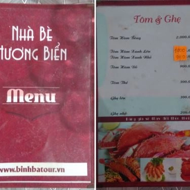 Thực đơn- Quán Ăn Nhà Bè Hương Biển