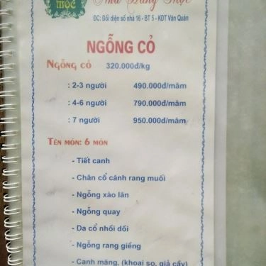 Thực đơn- Nhà Hàng Ẩm Thực Mộc - KĐT Văn Quán