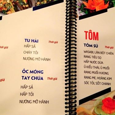 Thực đơn- Nhà Hàng Biển Dương 6 - Cách Mạng Tháng 8