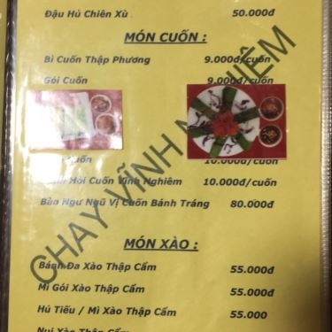 Thực đơn- Nhà Hàng Chay Vĩnh Nghiêm