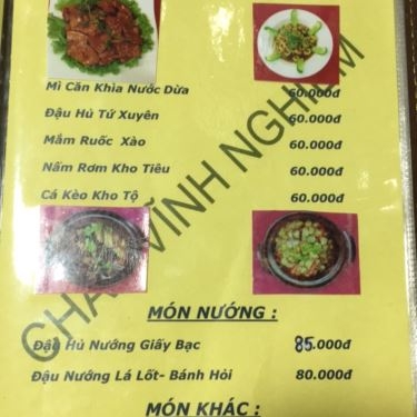 Thực đơn- Nhà Hàng Chay Vĩnh Nghiêm