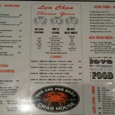Thực đơn- Quán Ăn Crab House - Nhà Ghẹ Phú Quốc