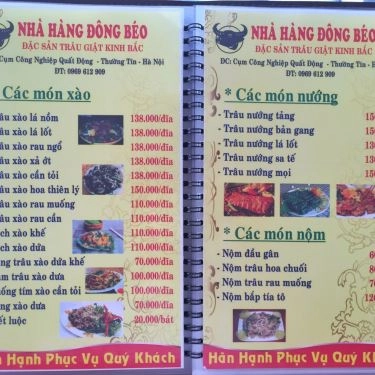 Thực đơn- Nhà Hàng Đông Béo - Đặc Sản Trâu Giật Kinh Bắc