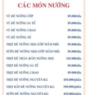 Thực đơn- Nhà Hàng Đức Hùng 3 - Ẩm Thực Dê Tươi