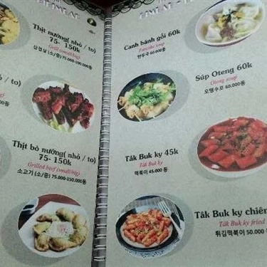 Thực đơn- Nhà Hàng Gimbab - Bibimbab - Vũ Tông Phan