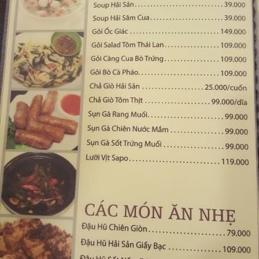 Thực đơn- Nhà Hàng Hải Sản Cậu Út