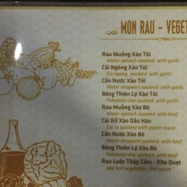 Thực đơn- Nhà Hàng Hải Sản Tỷ Tôm