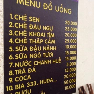 Thực đơn- Quán Ăn Bún Bò Bà Hòa - Hoàng Văn Thái
