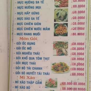 Thực đơn- Nhà Hàng Khách Sạn Gió Lộng - Tắc Xuất