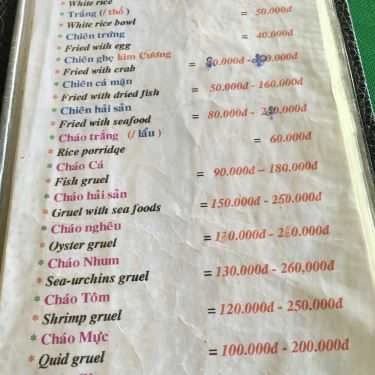 Thực đơn- Quán Ăn Nhà Hàng Kim Cương - Hải Sản Làng Chài