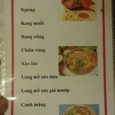 Thực đơn- Nhà Hàng Lan Ba - Vịt Cỏ Vân Đình