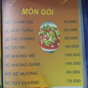 Thực đơn- Nhà Hàng Lẩu Dê - Dê Vàng