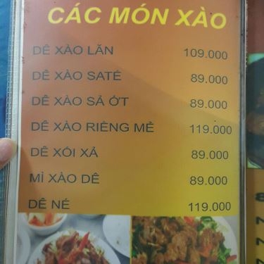 Thực đơn- Nhà Hàng Lẩu Dê - Dê Vàng