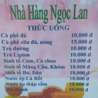 Thực đơn- Nhà Hàng Ngọc Lan