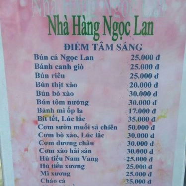 Thực đơn- Nhà Hàng Ngọc Lan