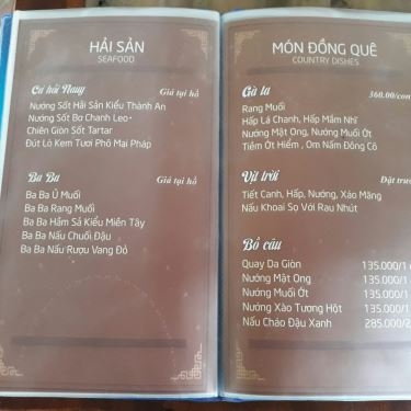 Thực đơn- Nhà Hàng Thành An - Ẩm Thực 3 Miền