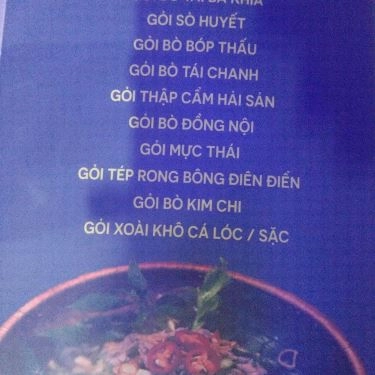 Thực đơn- Nhà Hàng The Boss