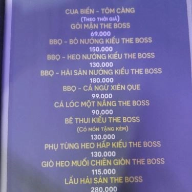 Thực đơn- Nhà Hàng The Boss