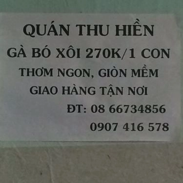 Thực đơn- Quán Ăn Thu Hiền - Gỏi Gà & Vịt