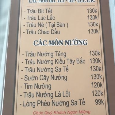 Thực đơn- Nhà Hàng Trâu Giật Kinh Bắc