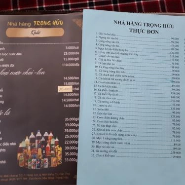 Thực đơn- Nhà Hàng Trọng Hữu