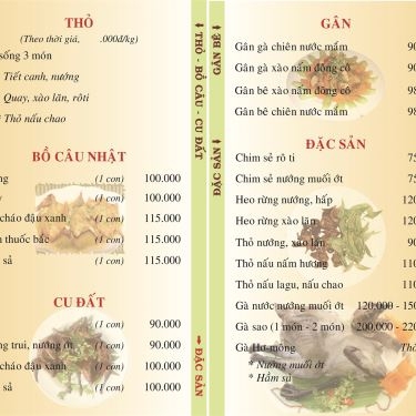 Thực đơn- Nhà Hàng Phố Nướng Tư Trì - Lê Văn Thọ