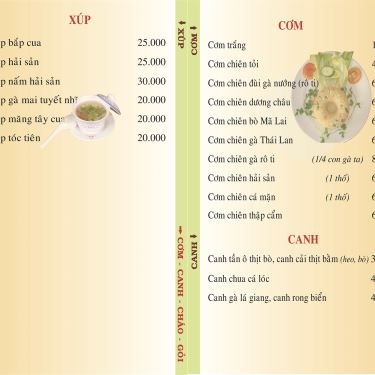 Thực đơn- Nhà Hàng Phố Nướng Tư Trì - Lê Văn Thọ