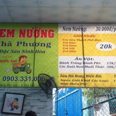 Thực đơn- Quán Ăn Nhã Phương - Nem Nướng Ninh Hòa