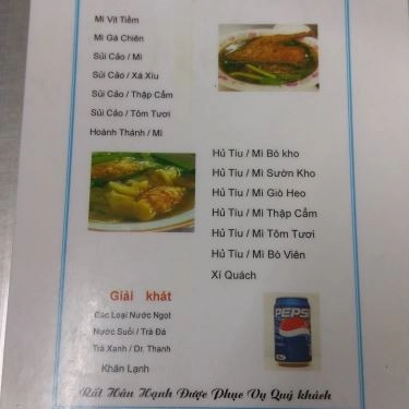 Thực đơn- Quán Ăn Nhã Vân - Hủ Tiếu Mì