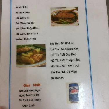 Thực đơn- Quán Ăn Nhã Vân - Hủ Tiếu Mì