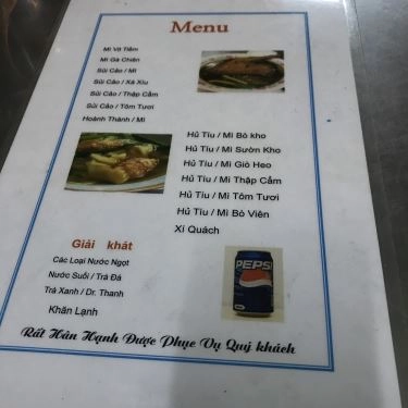Thực đơn- Quán Ăn Nhã Vân - Hủ Tiếu Mì
