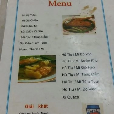Thực đơn- Quán Ăn Nhã Vân - Mì Vịt Tiềm Sủi Cảo