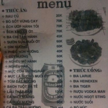 Thực đơn- Quán Ăn Nhắng Nướng