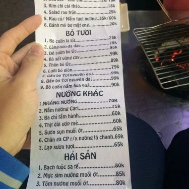 Thực đơn- Quán Ăn Nhắng Nướng - Đại Cồ Việt