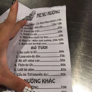 Thực đơn- Quán Ăn Nhắng Nướng - Đại Cồ Việt