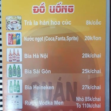 Thực đơn- Quán Ăn Nhón Quán - Lẩu & Hải Sản