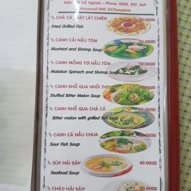 Thực đơn- Quán Ăn Như Hồng Cafe & Restaurant