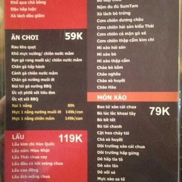 Thực đơn- Quán Ăn Niku Town - Beer & BBQ & Hotpot