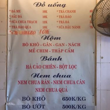Thực đơn- Quán Ăn Nộm Huế - Nộm & Bánh Bột Lọc