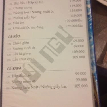 Thực đơn- Quán Ăn Núi Ngự - Đặc Sản Ba Miền